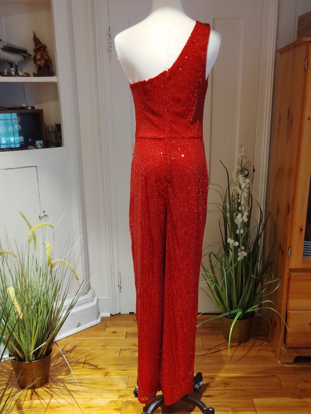 Crystal Sky Sequinned One Shoulder Jumpsuit NEW - Picture 6 of 14